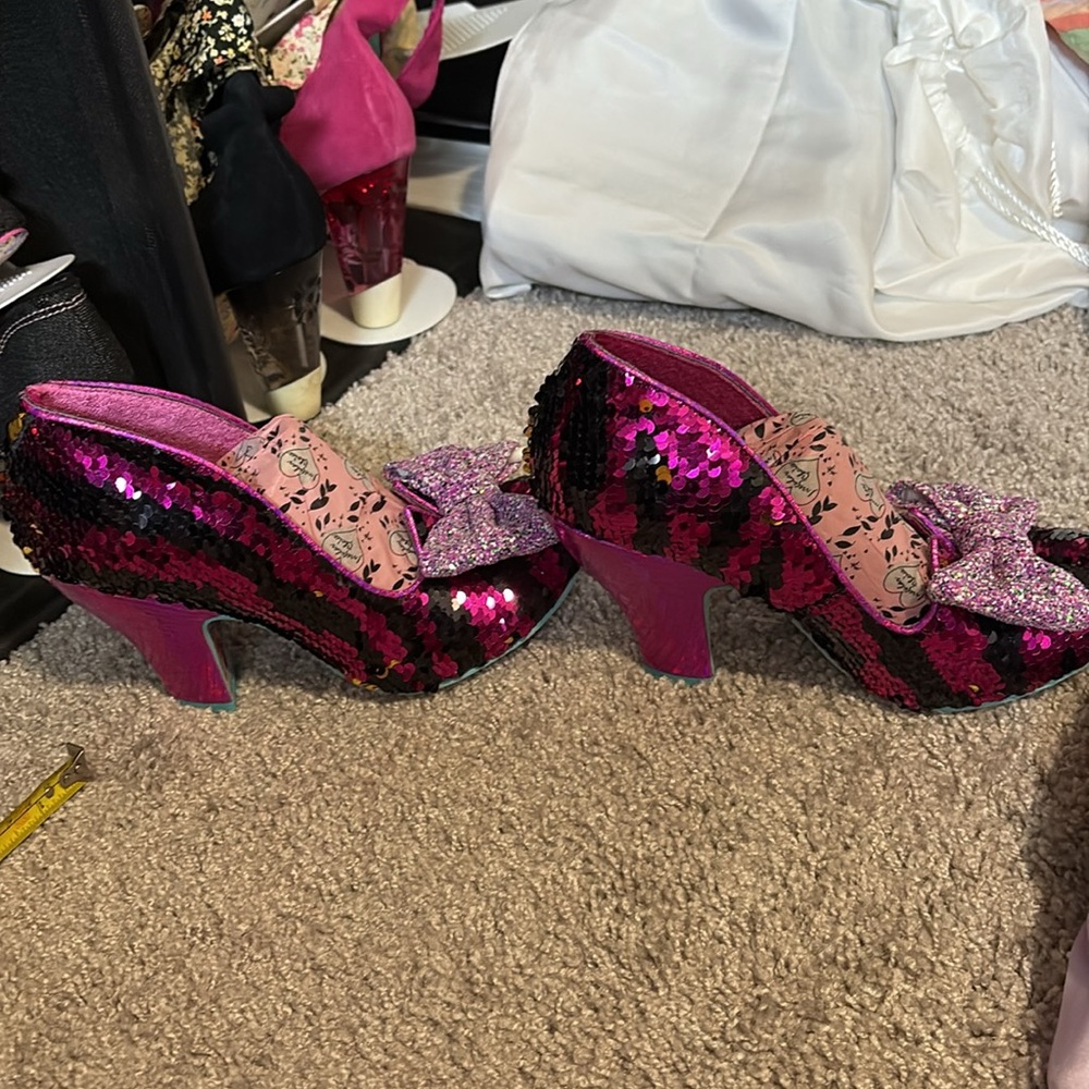 Sequin Bow Women's Shoes - Pink and Black-N w/out box. - Picture 4 of 5